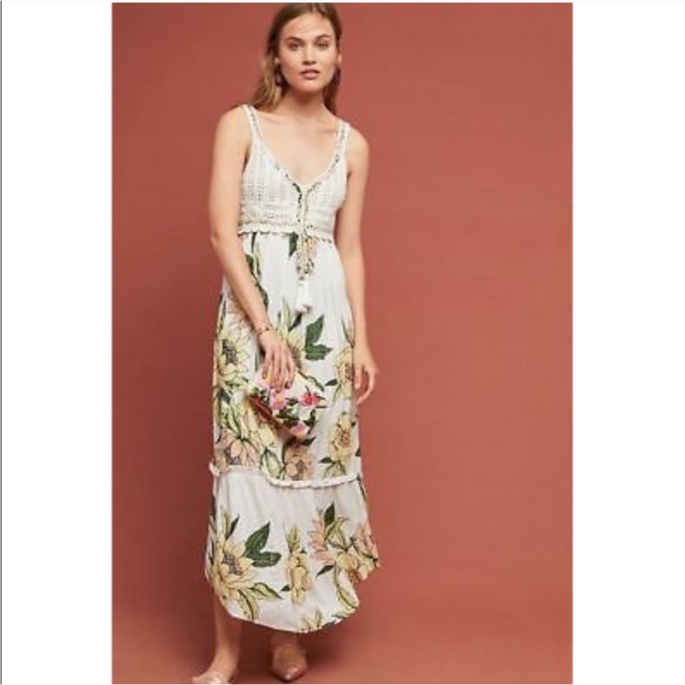 Farm Rio Anthropologie Protea Crochet Floral Size L fits like a Medium.